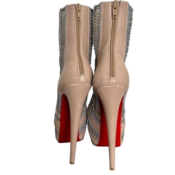 Christian Louboutin Pink and Cream Ankle Booties with Stiletto Heel - Picture 10 of 16